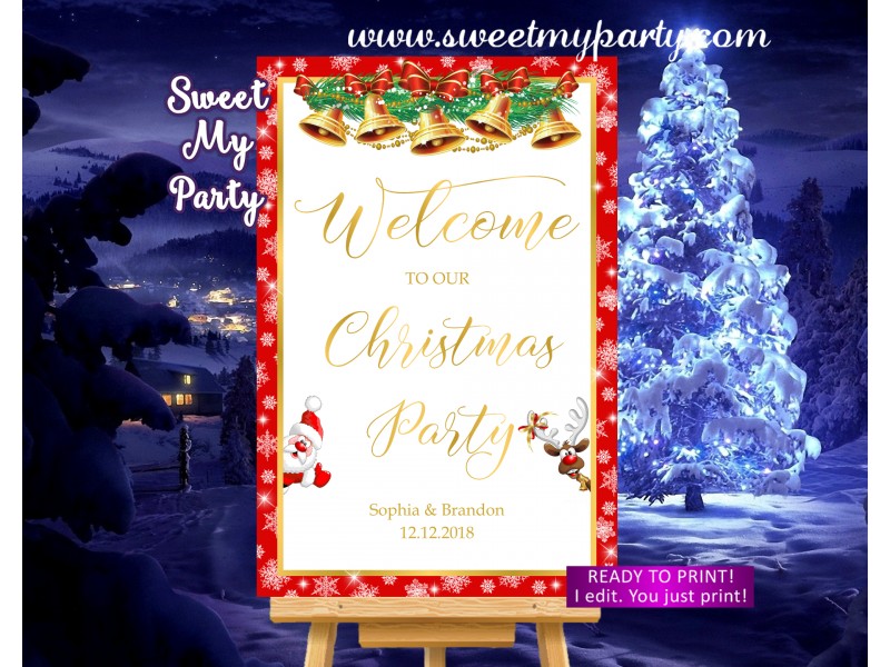 Christmas Party welcome signChristmas welcome sign pritnableHoliday